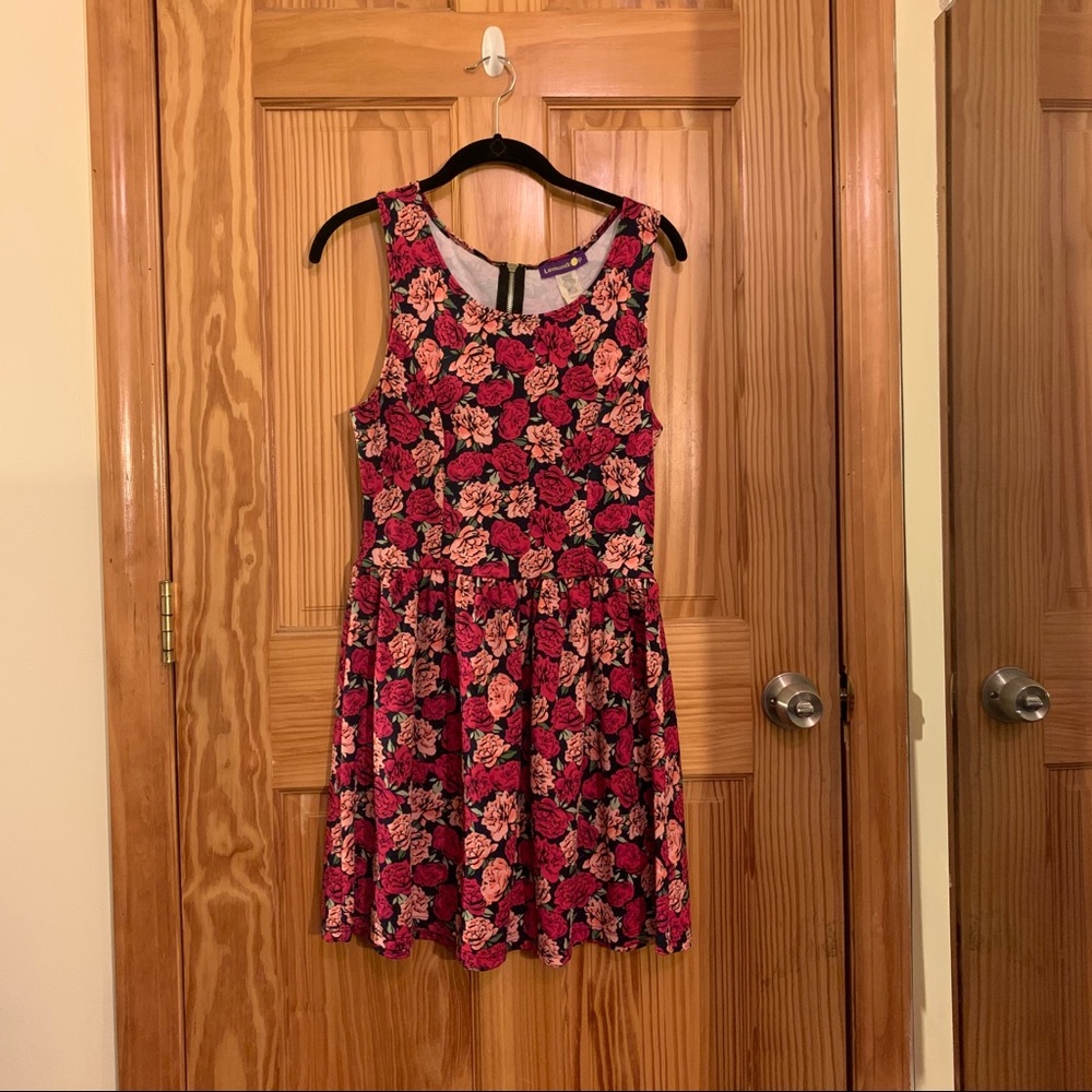 pink floral skater dress size medium